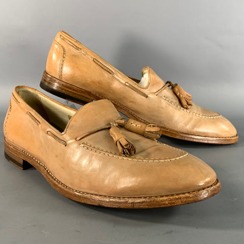 PAUL SMITH Size 10.5 Tan Antique Leather Tassels Loafers