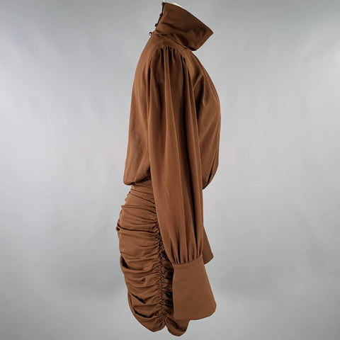 RONNY KOBO Size M Brown Crepe Turtleneck Dress