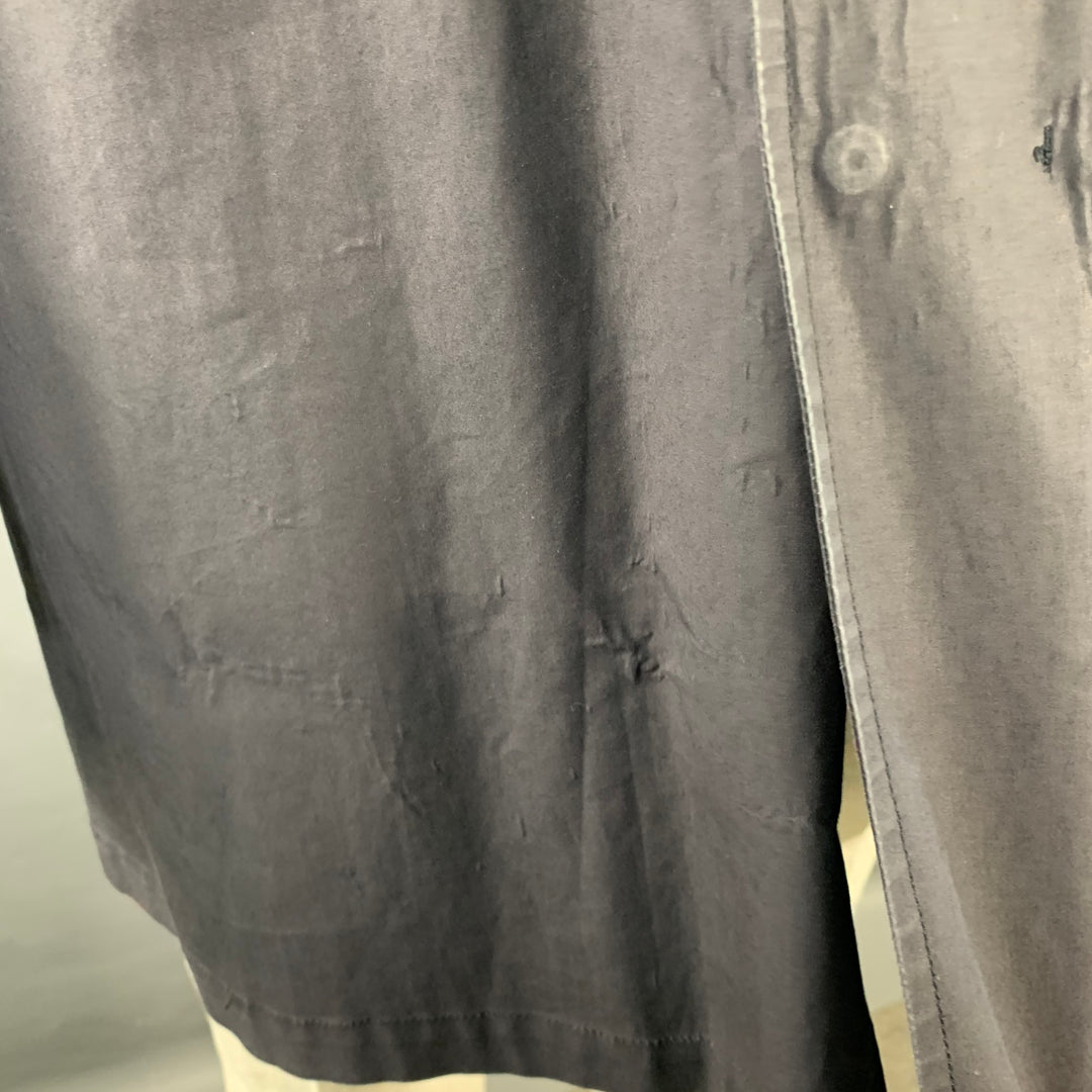 JIL SANDER Size 42 Black Cotton Spread Collar Snaps Coat