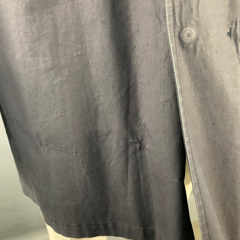 JIL SANDER Size 42 Black Cotton Spread Collar Snaps Coat