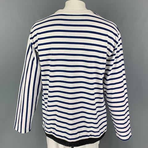 ÉCOLE PUBLIQUE Taille XL T-shirt à col rond en coton et polyester à rayures bleues et blanches