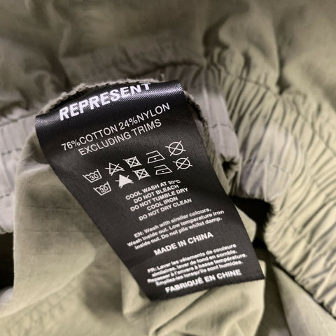 REPRESENT Size L Green Cotton Nylon Wide Leg Casual Pants