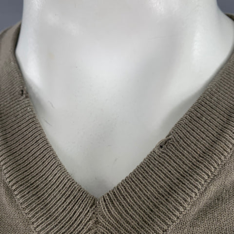 MAISON MARTIN MARGIELA Size L Khaki Jersey V-Neck Pullover