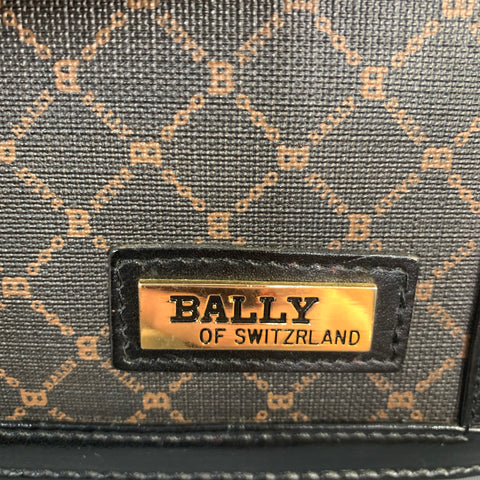 BALLY Brown Black Monogram Leather Wristlet Bag