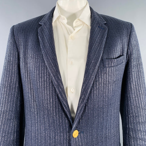 MR. TURK Size 44 Long Navy Charcoal Woven Cotton Blend Sport Coat
