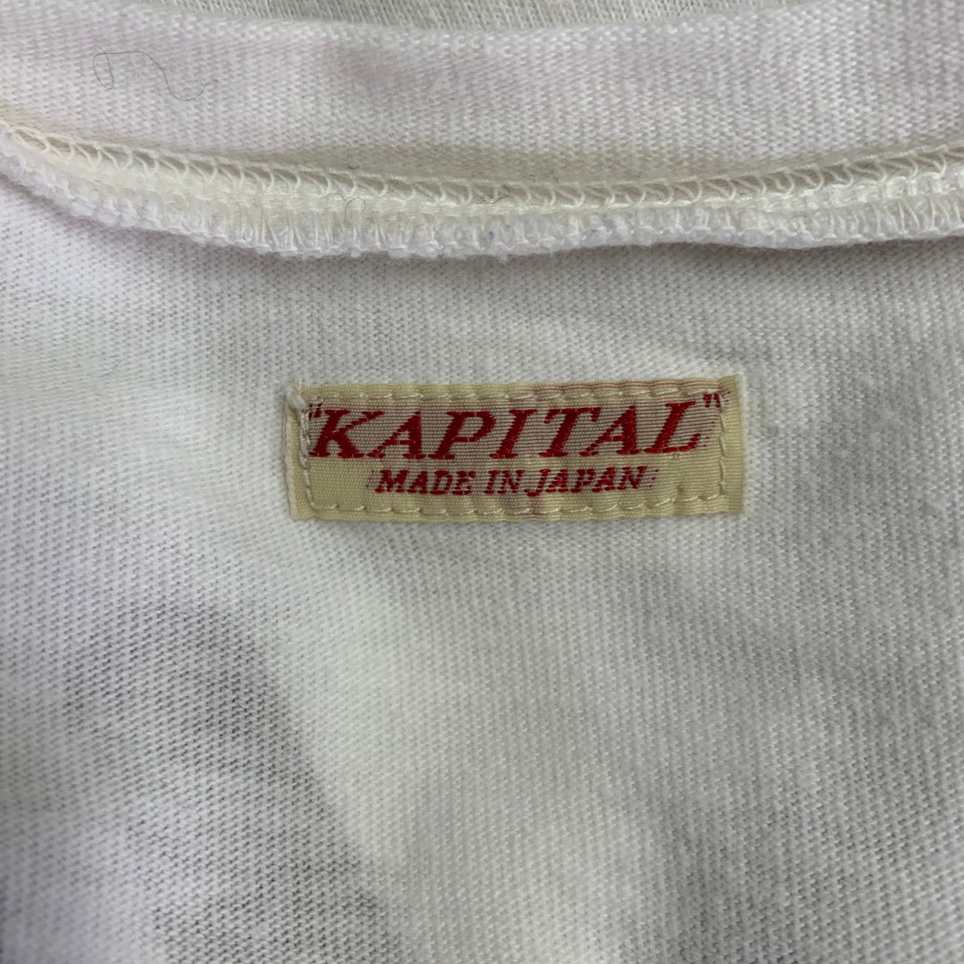 KAPITAL SS21 Size L -Toro Toro Bandana- White Red Cotton T-shirt