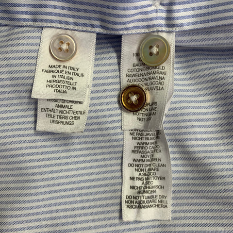 PAUL SMITH Size M White Light Blue Stripe Cotton Button Down Long Sleeve Shirt