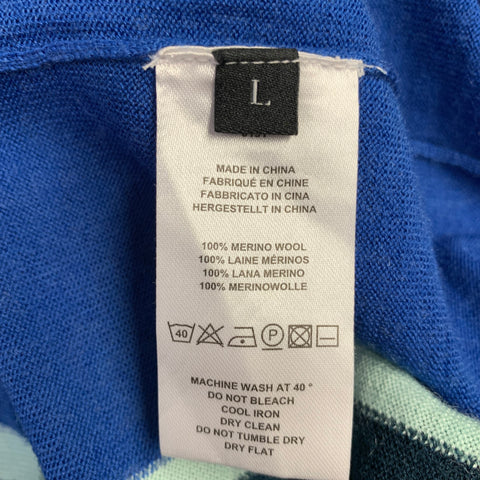 PS by PAUL SMITH Size L Blue Navy Color Block Merino Wool Half Zip Pullover