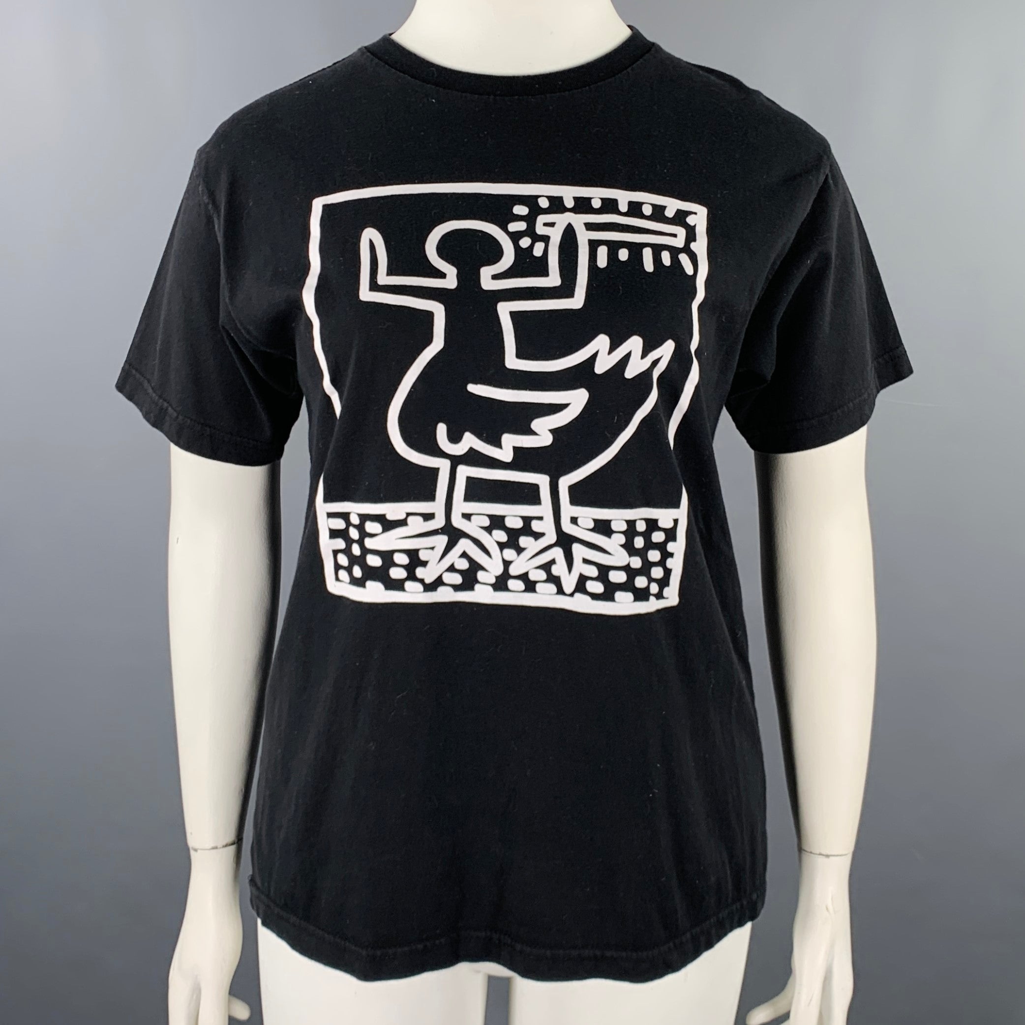 SUPREME x MALCOLM McLAREN Size L Black White Cotton Keith Haring T Shirt Sui Generis Designer Consignment