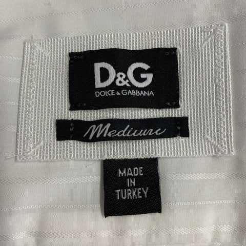 DOLCE & GABBANA Size M White Stripe Cotton Blend Long Sleeve Shirt
