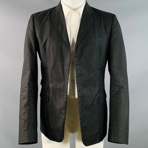 DSQUARED2 Size 40 Black Studded Cotton Blend Studded Notch Lapel Open Front Sport Coat
