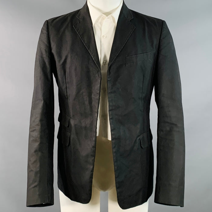 DSQUARED2 Size 40 Black Studded Cotton Blend Studded Notch Lapel Open Front Sport Coat