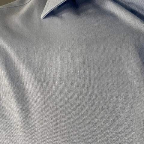 ERMENEGILDO ZEGNA Size L Blue Cotton Spread Collar Long Sleeve Shirt