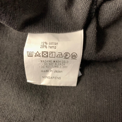 O PROJECT Size XL Black COTTON HEMP 3/4 Sleeves Long Sleeve Shirt