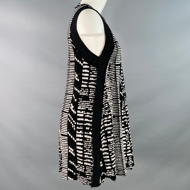 PROENZA SCHOULER Size 4 Black White Viscose Textured Sleeveless Dress