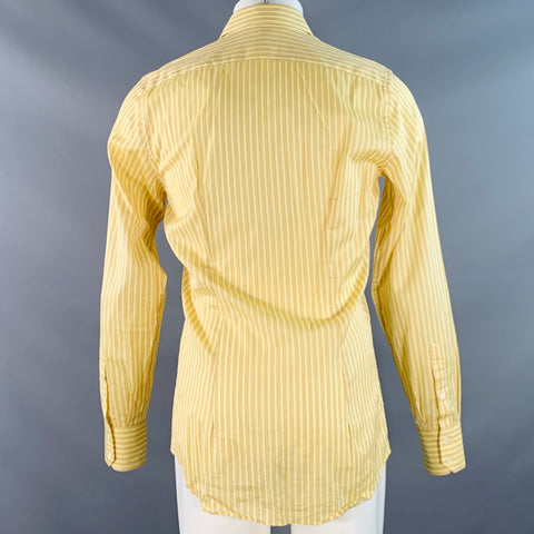 PRADA Size S Yellow Mustard Stripe Cotton Long Sleeve Shirt