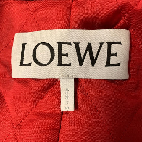 LOEWE Size 40 Black Applique Leather Biker Jacket