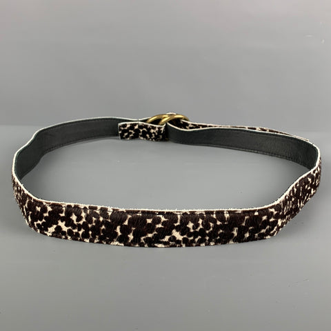 VINTAGE Brown White Animal Print Pony Hair Belt