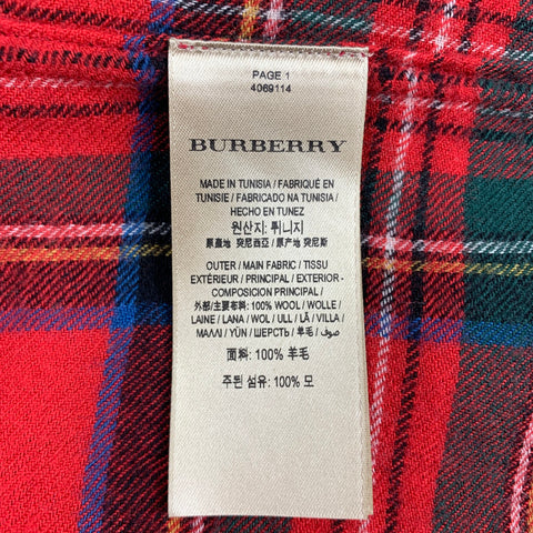 BURBERRY LONDON Size 10 Red Multi-Color Wool Plaid Button Up Shirt