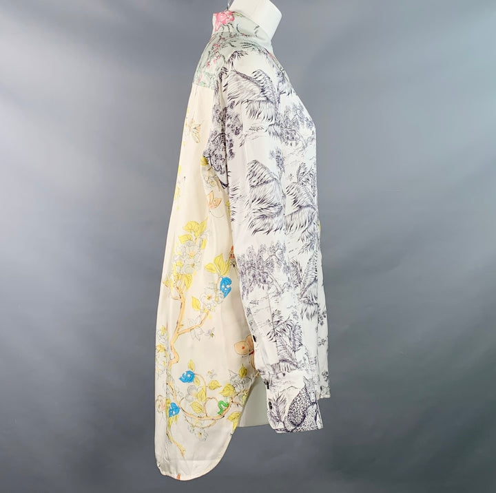 ZADIG & VOLTAIRE Size M Multi Color Silk Leopards Butterflies Print Button Up Shirt