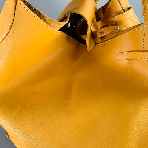 CELINE Fall 2017 Cabas Phantom Yellow Mustard Leather Oversized Tote Handbag
