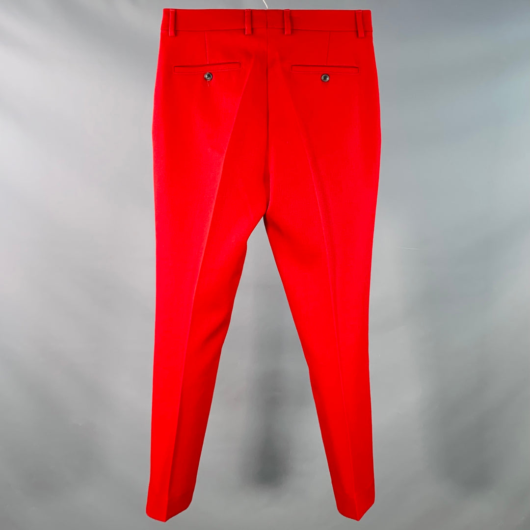 AMI by ALEXANDRE MATTIUSSI Size 28 Red Wool Twill Zip Fly Dress Pants