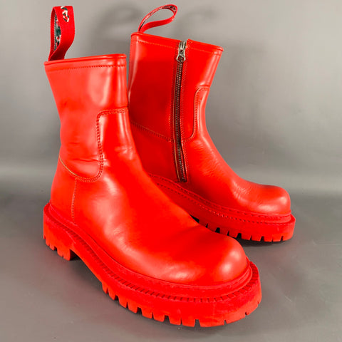 CAMPERLAB Size 8 Eki Red Calfskin Leather Tread Sole Boots