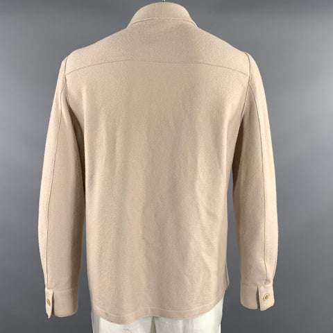 ELEVENTY Size 46 Khaki Textured Wool Patch & Slit Pockets Jacket