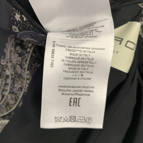 ETRO Size 42 Giacche Black Beaded Wool Notch Lapel Sport Coat