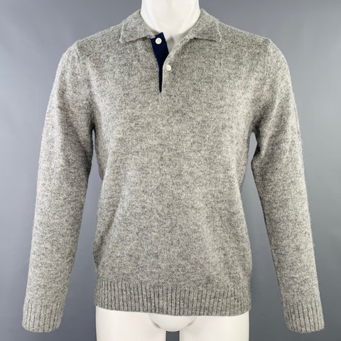 STILL by HAND Size 38 Grey Heather Wool Half Placket Polo