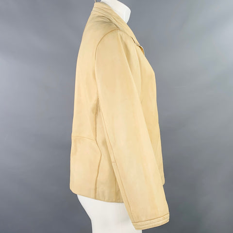 BOD & CHRISTENSEN Size 38 Yellow Leather Zip Up Jacket