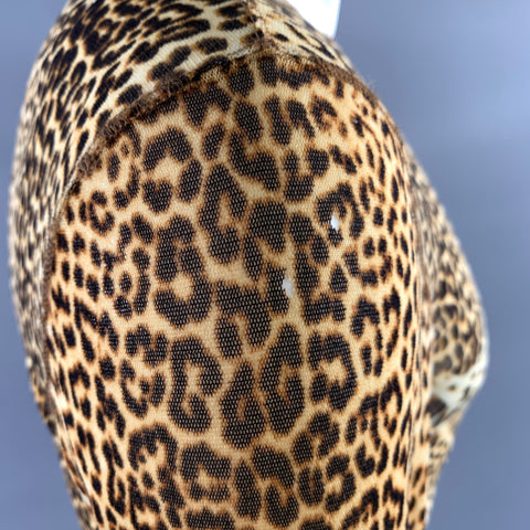 JEAN PAUL GAULTIER Size L Brown Black Leopard  Print Polyamide Mesh Pullover