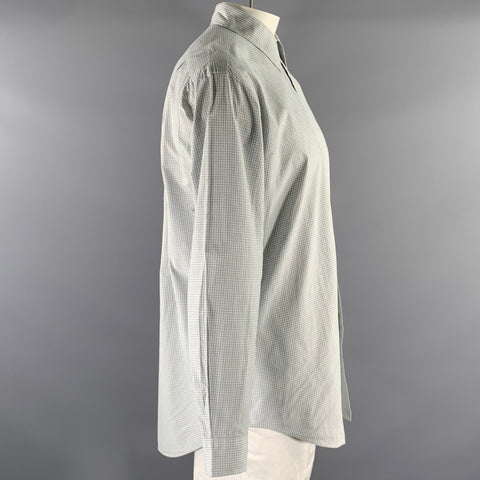 RRL by RALPH LAUREN Size L White Green Grey Plaid Cotton Long Sleeve Shirt