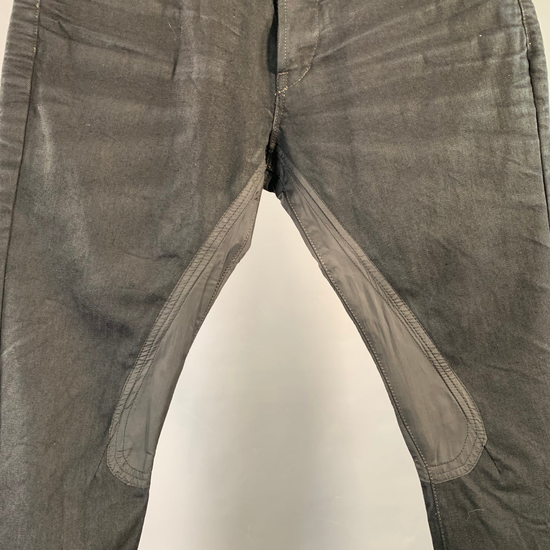 DRKSHDW Size 33 Black Distressed Cotton Twill Button Fly Jeans