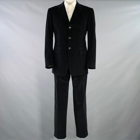PRADA Size 42 Long Corduroy Cotton Blend Single Breasted Notch Lapel Suit