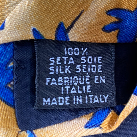 YVES SAINT LAURENT Yellow Blue Stars Silk Tie