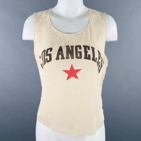 ROZAE NICHOLS Size M Los Angeles Beige Black Red Tank Casual Top
