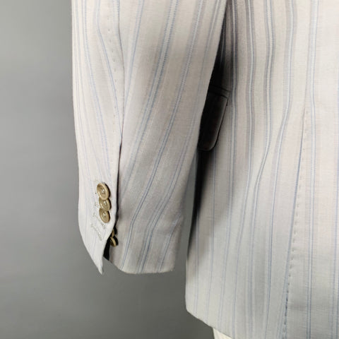 ASTOR & BLACK Size 44 Grey Blue Stripe Single Breasted Sport Coat