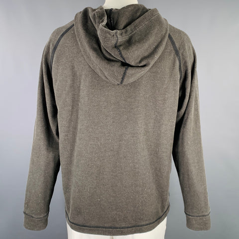 VOLLEBAK Size L Grey White Contrast Trim Cotton Hemp Hoodie Sweatshirt