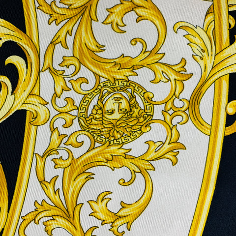 VERSACE Black Gold Baroque Twill Scarf