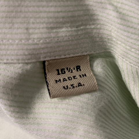 BURBERRY Size XL Green Mint Stripe Cotton Pointed Collar Long Sleeve Shirt