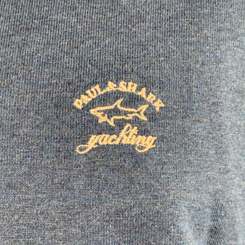 PAUL & SHARK Size XL Blue White Cotton Long Sleeve Polo