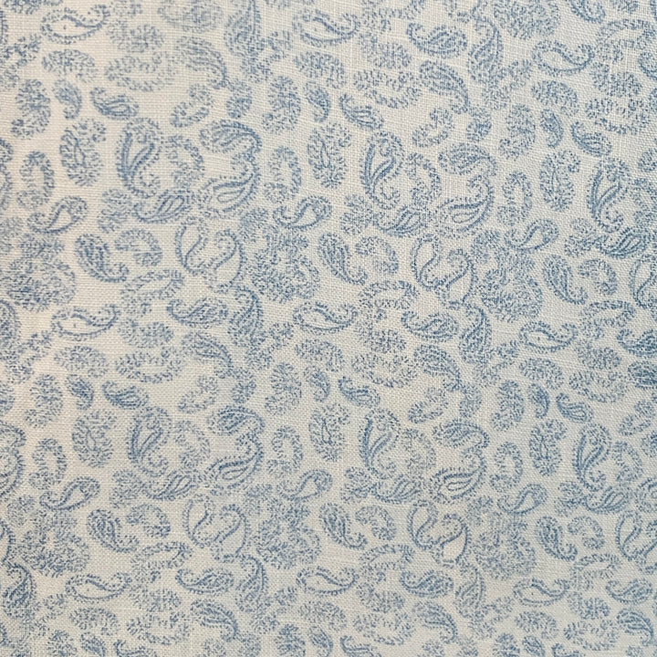 SAKS FIFTH AVENUE Size L White Blue Paisley Linen One Pocket Short Sleeve Shirt