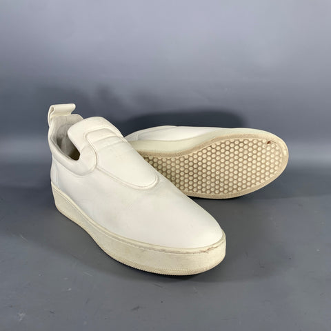 CELINE Size 12 White Leather Platform Flats