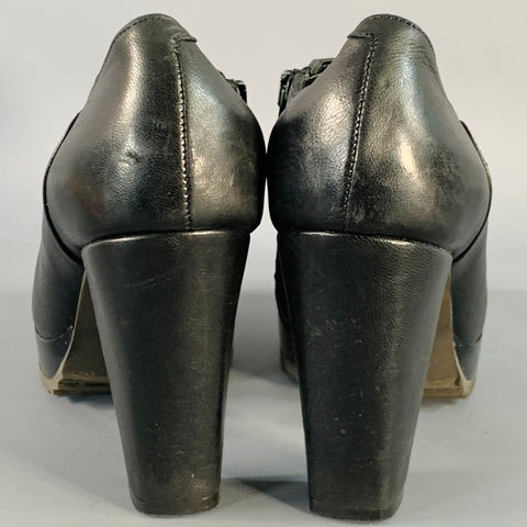 ROBERT CLERGERIE Size 6 Black Leather Side Zipper Platform Ankle Booties