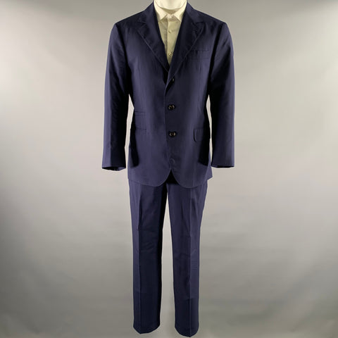 BRUNELLO CUCINELLI Size 40 Navy Wool Blend Notch Lapel Suit