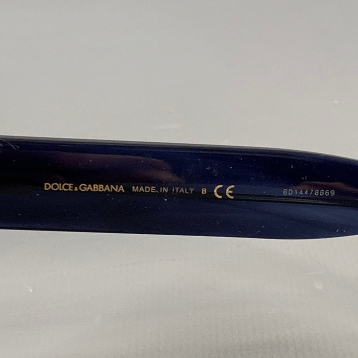 DOLCE & GABBANA Navy Marbled Acetate Square Sunglasses