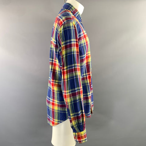 GANT Size XL Blue Yellow Plaid Cotton Button Down Long Sleeve Shirt