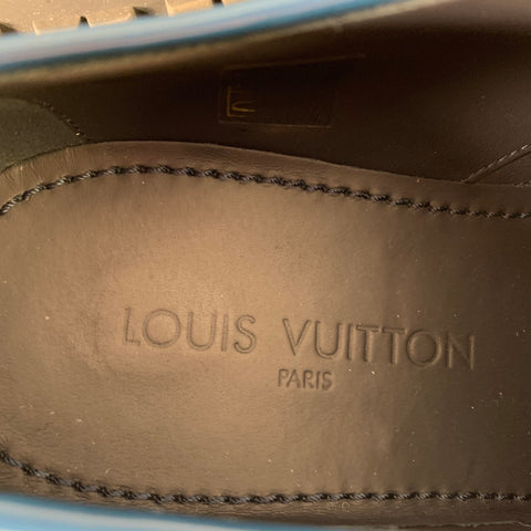 LOUIS VUITTON Size 9.5 Royal Blue Perforated Leather Lace-Up Shoes
