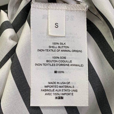 THE ROW Size S White Grey Silk Stripe Hidden Buttons Shirt